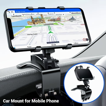 Car Phone Holder Mount – 360° Rotating Dashboard Clip, Universal Phone Stand for Cars & Trucks, Durable & Anti-Shake Design